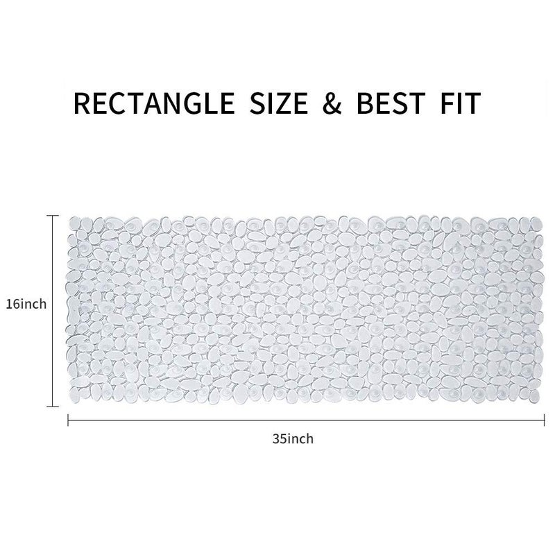 SONGZIMING Pebble Bath Mat for Bathtub to Anti Slip Bathtub Mat in Shower with 16 Inches by 35 Inches (Clear) - Image 2